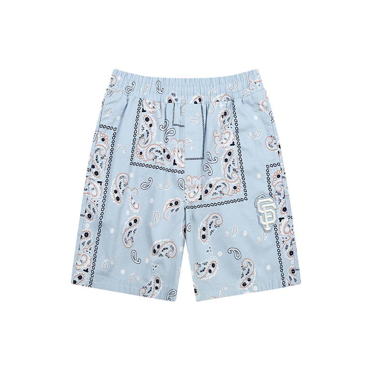 New MLB Basic Logo MLB Paisley Casual Shorts Unisex Sky Blue 31SMUP131-14S
