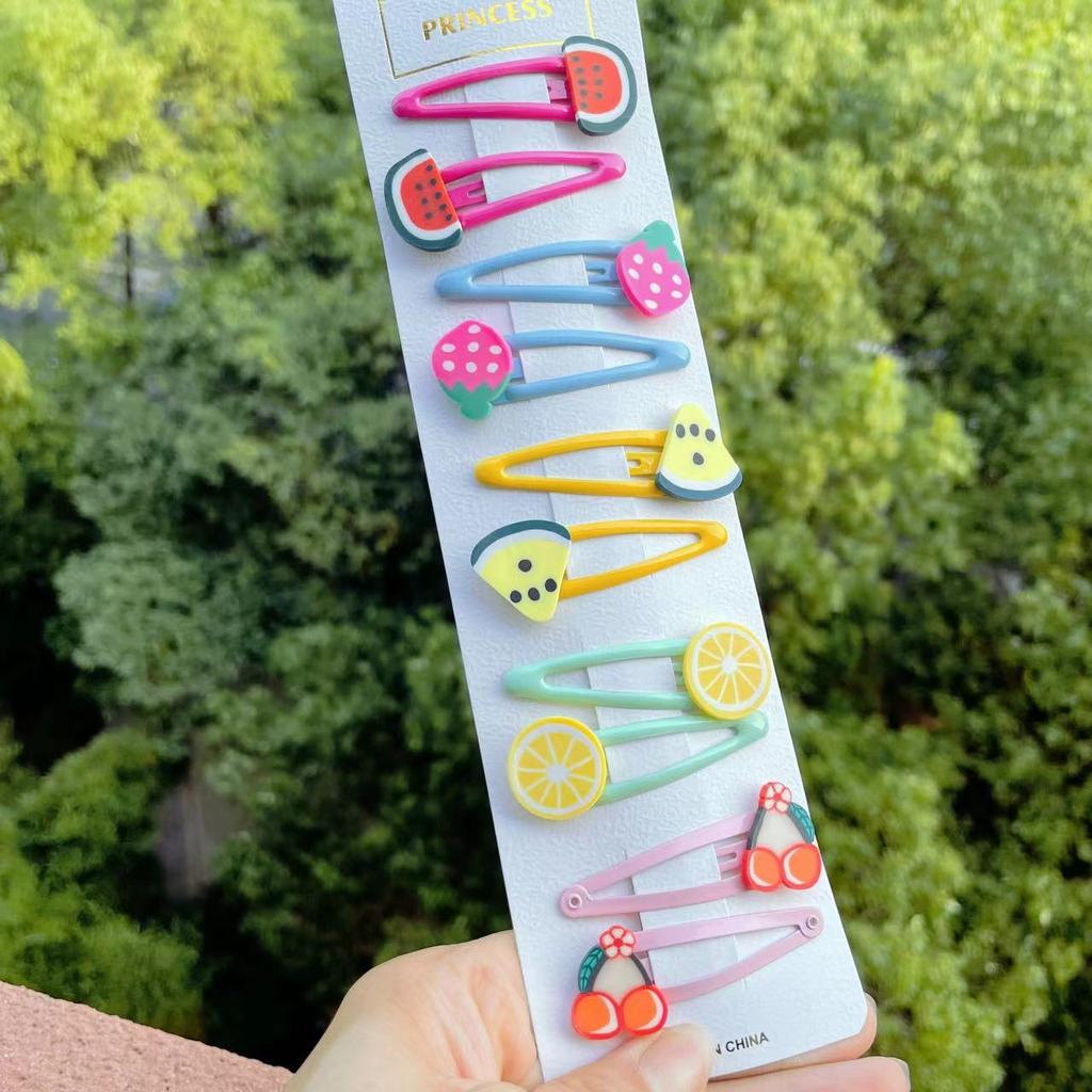 PL 2021 Cute 10 Pcs/set Cartoon Hair Clips for Baby Girl Hairclip Flower Fruit Hair Pins Kids Hair Accessories Gift