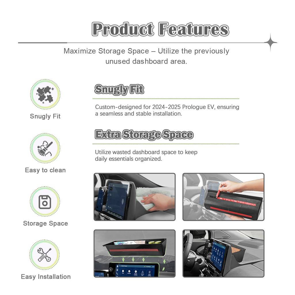 For 2025-2025 Honda Prologue EV/Acura ZDX Center Console Dashboard Tray Organizer Behind Screen Dash Board Storage Accessories