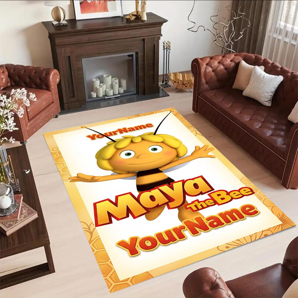 Biene Maja Customized Name Floor Rug Office Rug Perfect for Foyer Hallway Balcony Kitchen Anti-slip Rug Decorate Offices Spiritual Gift