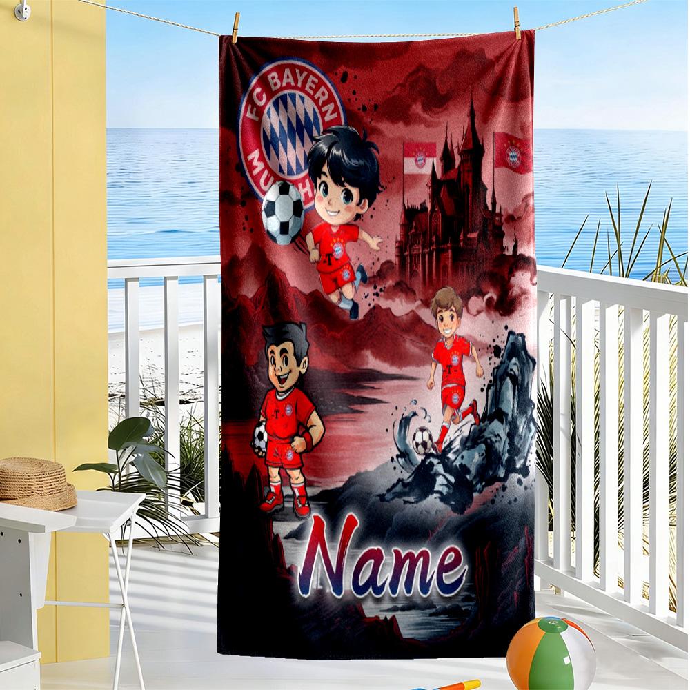 Bayern Celebration Moment Customizable Name Beach Towel High Absorbency & Quick-Dry Perfect for Traveling Yoga Camping and Swimming