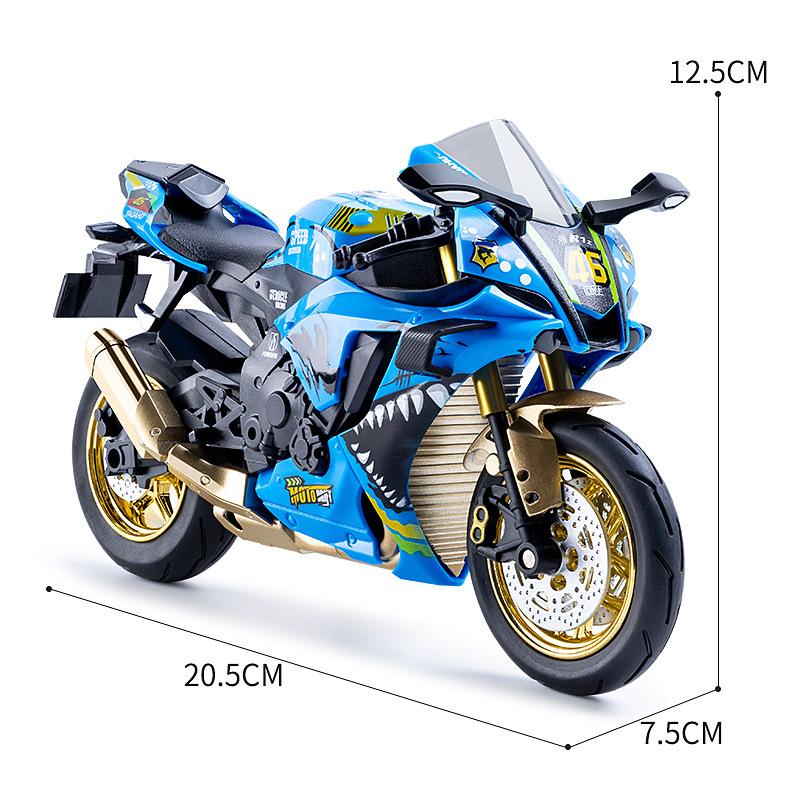 1/10 Yamaha YZF-R1 Alloy Die Cast Motorcycle Model Vehicle Collection Sound and Light Off Road Autocycle Toys Car