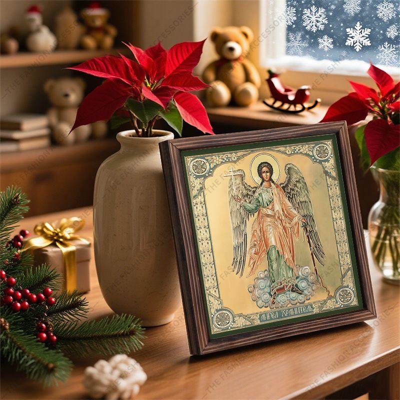 Decorative painting of Orthodox icons,Consecrated icon "The Guardian Angel",Photo frame painting,Christian Wall Art,20cm*20cm,Spiritual decor gift
