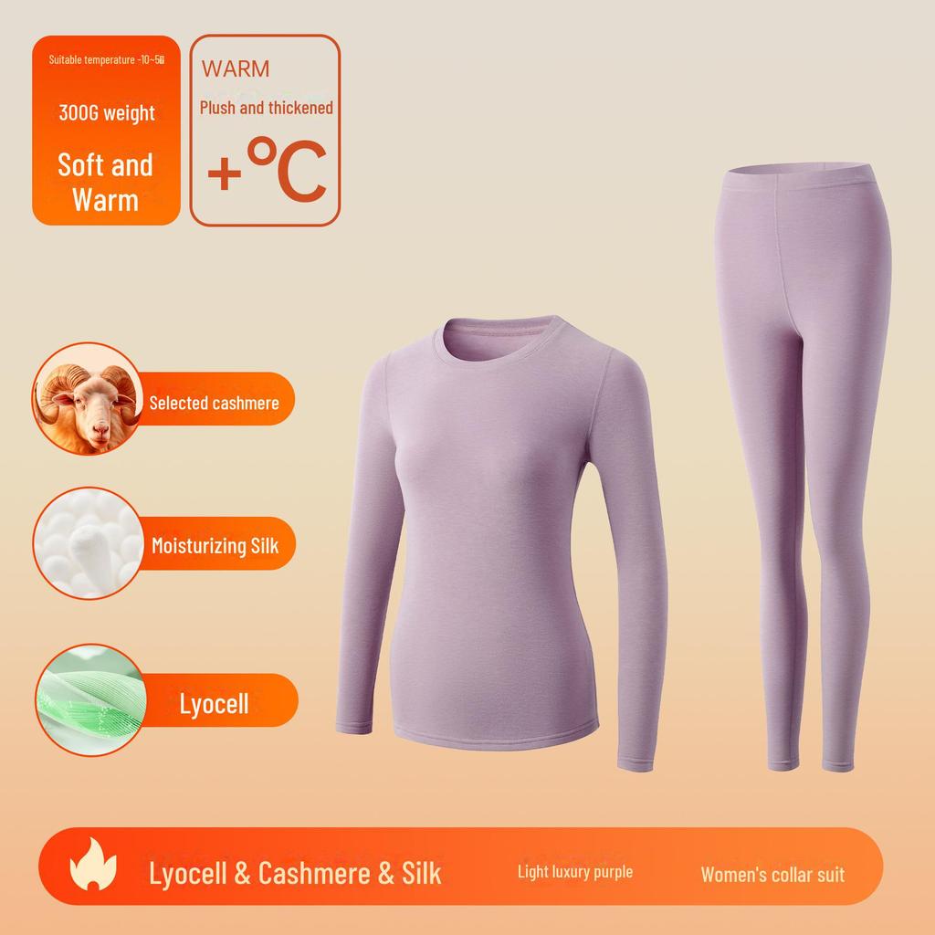 Roupa íntima térmica de seda e caxemira: Terno antibacteriano de Lyocell para mulheres e homens, outono/inverno