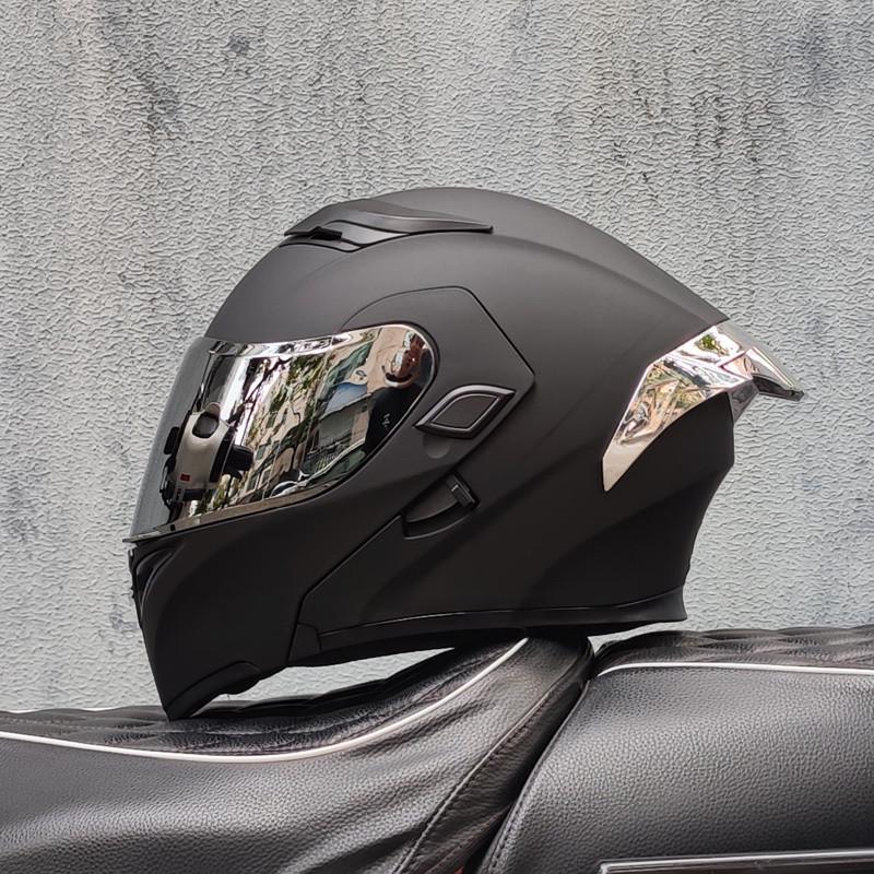 E5GOrz Flip-up Motorcycle Helmet for Men & Women – Full Face, All-Season with Bluetooth Slot, Big Tail Wing, 3C Certified