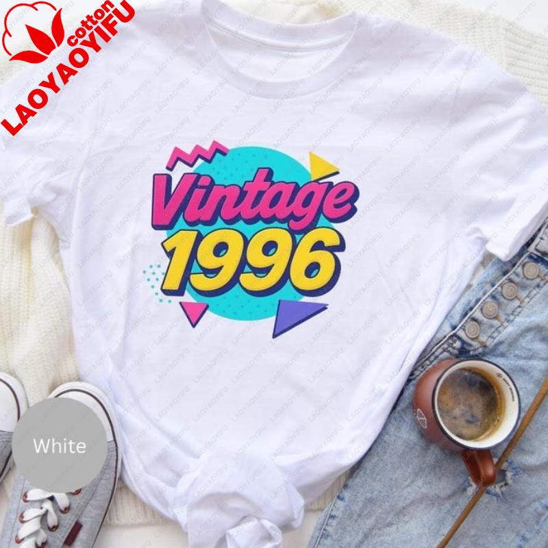 Vintage 1996 Unisex Tshirt Retro 90s Graphic Tee 30 Years Old Printed Tshirt Tops 30th Birthday Street Fashion Shortsleev
