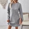 Autumn and Winter Simple and Versatile Dresses Textured Round Neck Long-sleeved Women's Dresses