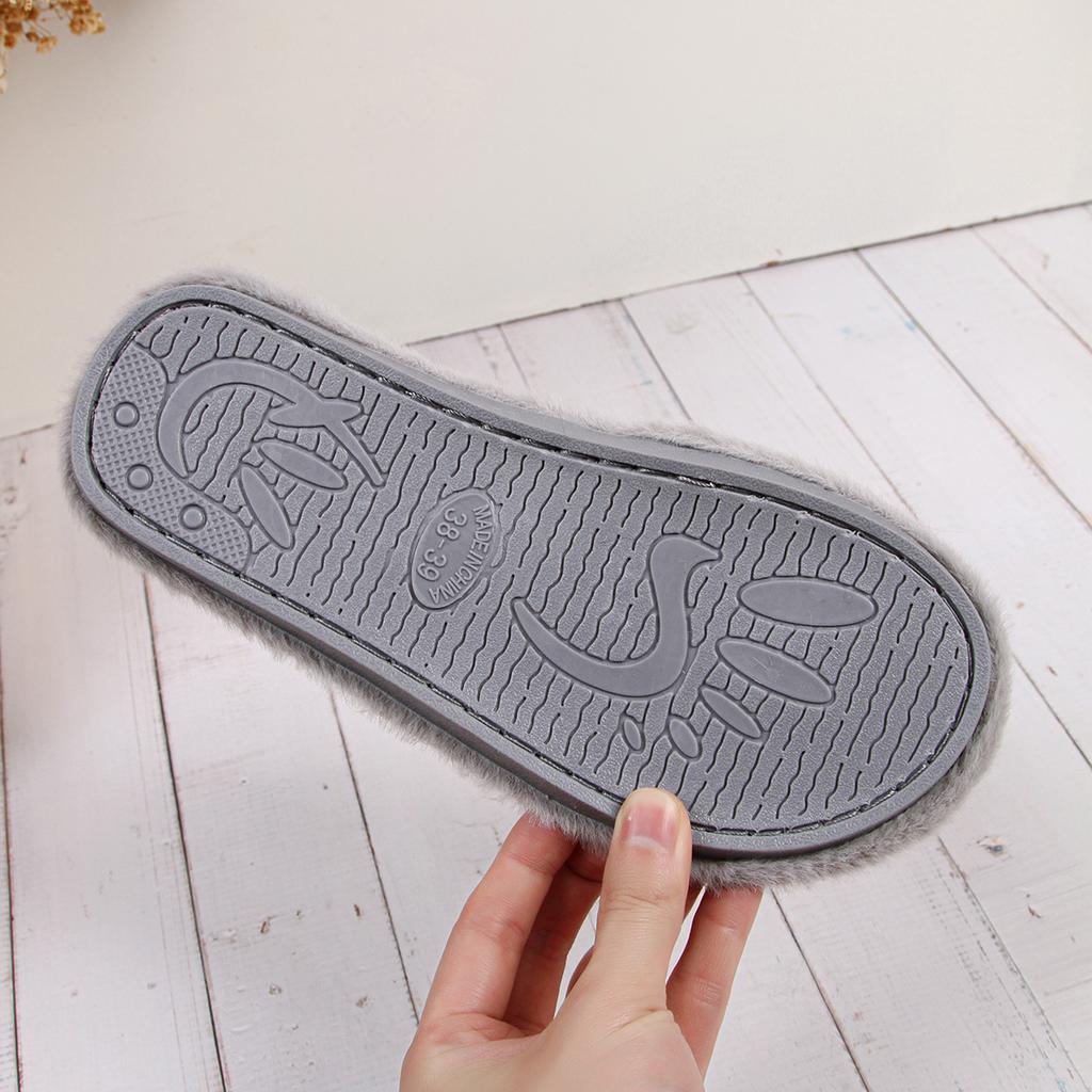 Fashion Slippers for Women Flip Flops Casual Flat Heels Shoes for Women Heart Shaped Fur Short Plush Women Slippers Plus Size