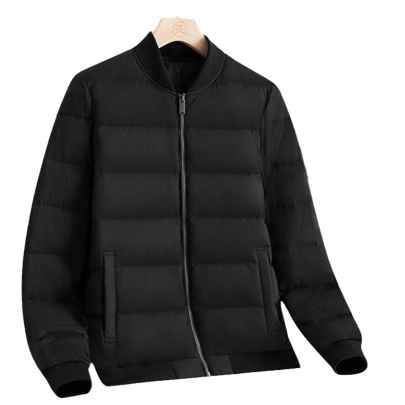Large Size Men's Lightweight Down Jacket with Baseball Collar, Plus Fat and Enlarged Men's Warm Jacket, Loose and Casual White Duck Down Top