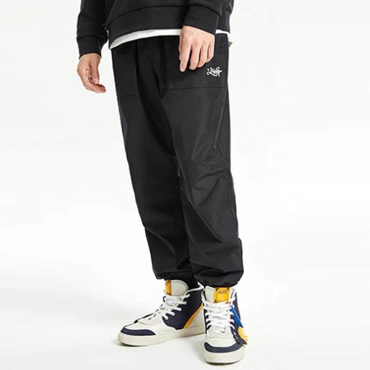Li Ning Skateboard Series Loose Cuff Casual Long Pants Men bottoms Black AYKR057-1