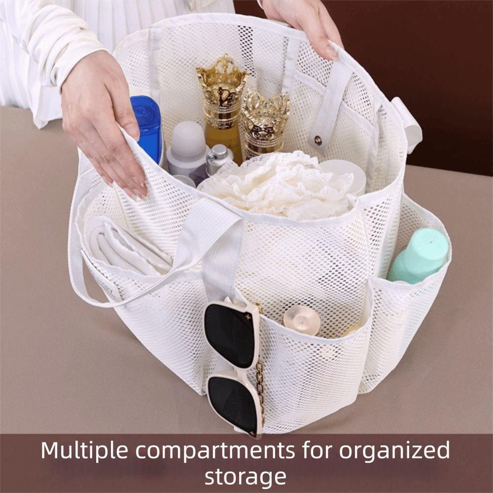 Internal Compartments Large Beach Tote Bag Multi-level Zoning Mesh Shower Bag Travel