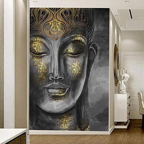 

@ Buddha Face Wallpaper For Decor Blue Colour 60x36 Inches