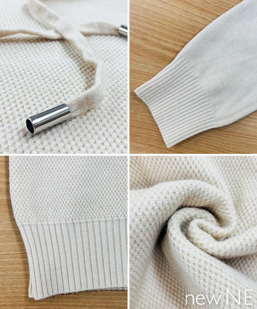 Newne Hooded Long Stylish Knit Loose Relaxed Street Simple Casual Women's Hoodie, Sleeve, Simple, Solid, Casual, Top, Pullover, Autumn/Winter, Warm,
