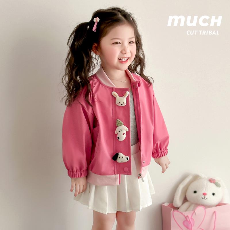 

2025 Весенне-осенняя бейсбольная куртка для девочек - Модная детская и подростковая куртка 120 cm розовый