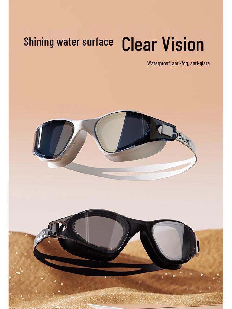 Yoyou Swim Cap & HD Anti-Fog Waterproof Goggles Set for Men & Women