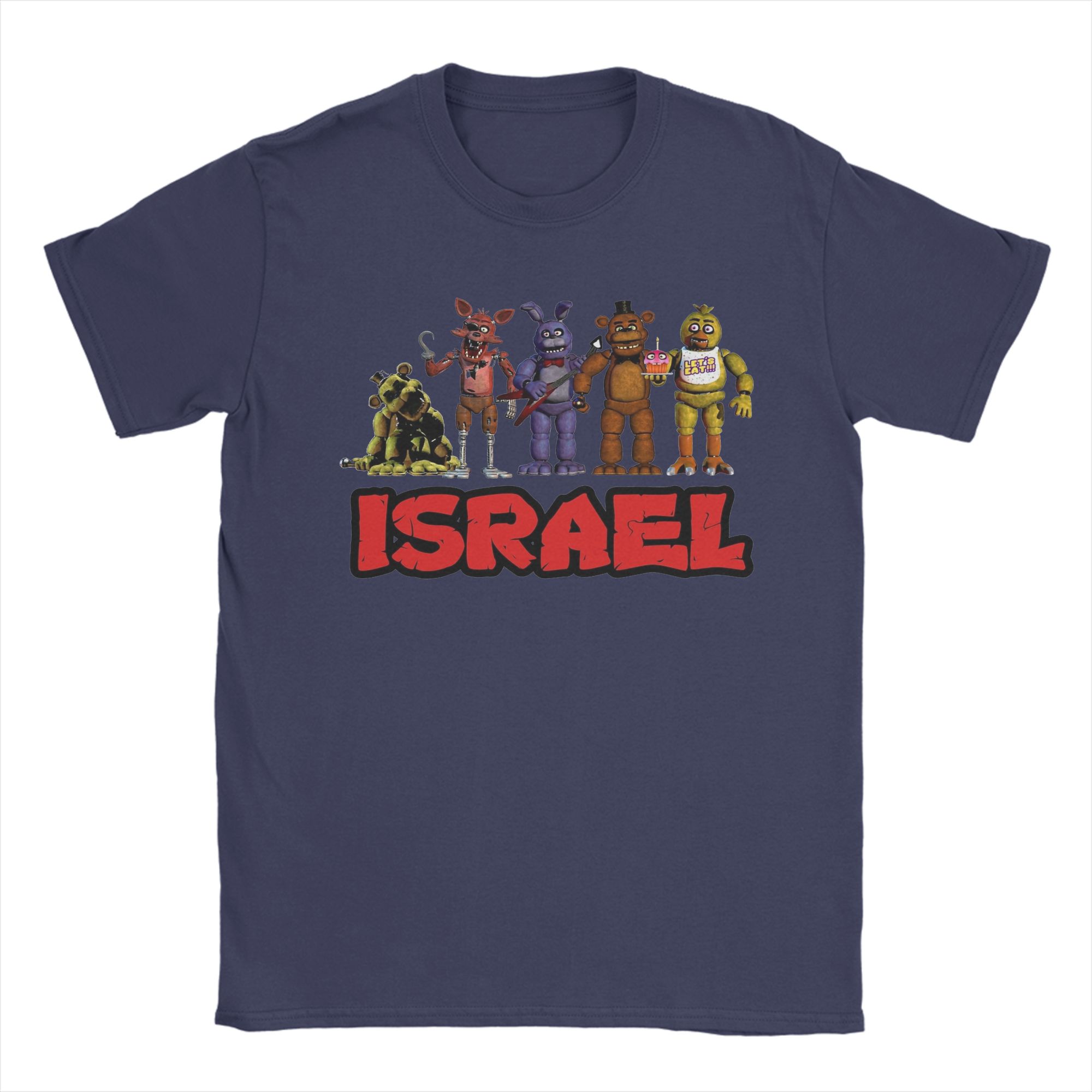 Novelty Five Nights T-Shirt Men Crewneck Pure Cotton T Shirts At Freddys Short Sleeve Tee Shirt Clothes XXXL темно-синий 1170₽