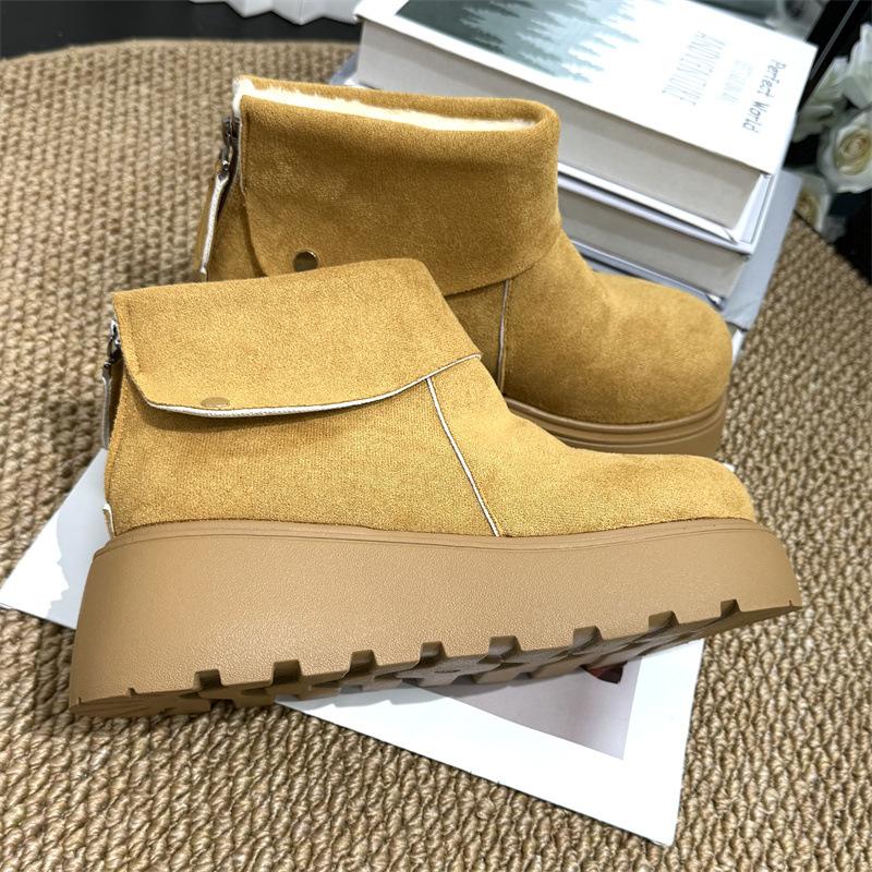 New Thick-soled Heightening Snow Boots Women's 2025 New Winter Warm Boken Shoes Piled Thickened Cotton Shoes Women's Boots