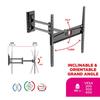 Meliconi - Support mural TV Inclinable et Orientable FDR 400 FLAT FB - Grand angle - Pour Tv 40" à 75" - VESA 200/300/400