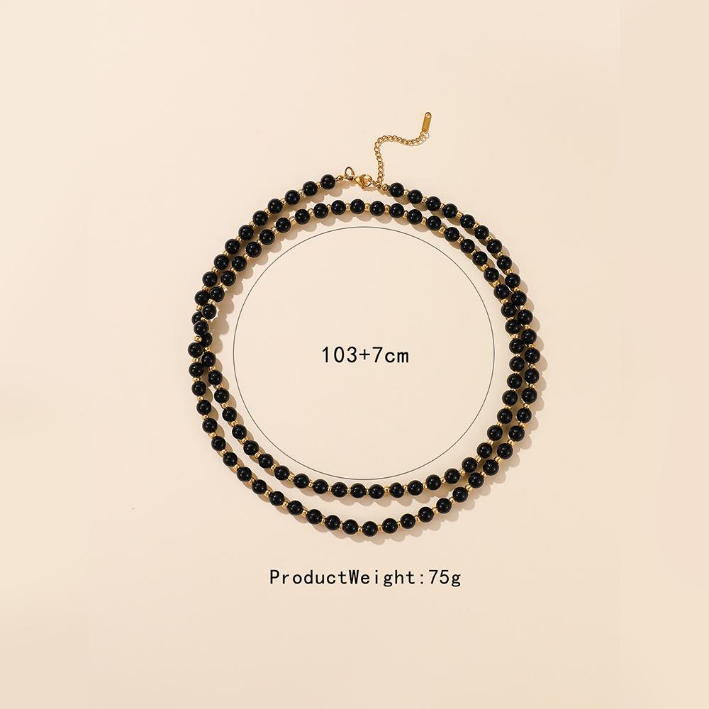 Colorful Double Layer Natural Stone Stackable Necklace for Women Handmade Beads Choker Necklaces Bohemia Summer Jewelry