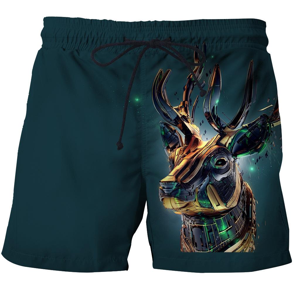 Herren Sommer Elchmuster Strandhose 3D Digital bedruckte Sporthose