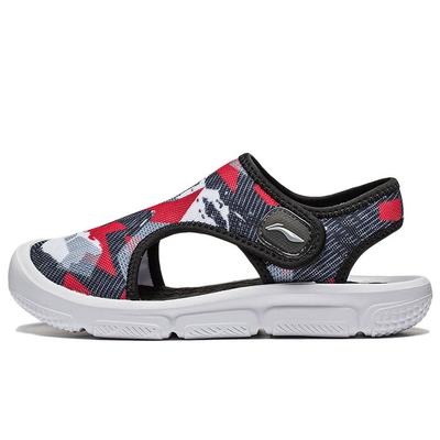 Li Ning Youth Skuai 2.0 Sports Trend Non-Slip Shock Absorbing Lightweight Childrens Sandals Kids Sandals Black Flame-Red Standard-White YKUT022-5