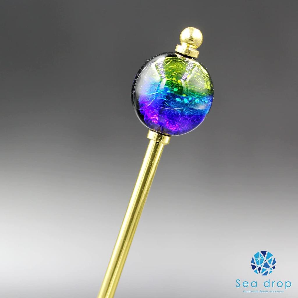 Sea Drop Kanzashi Glowing Firefly Glass Glass Kerama 22mm Single Japanese Style Hair Ornament for and Kimono Hairpin, Beads, Marine, Beads,