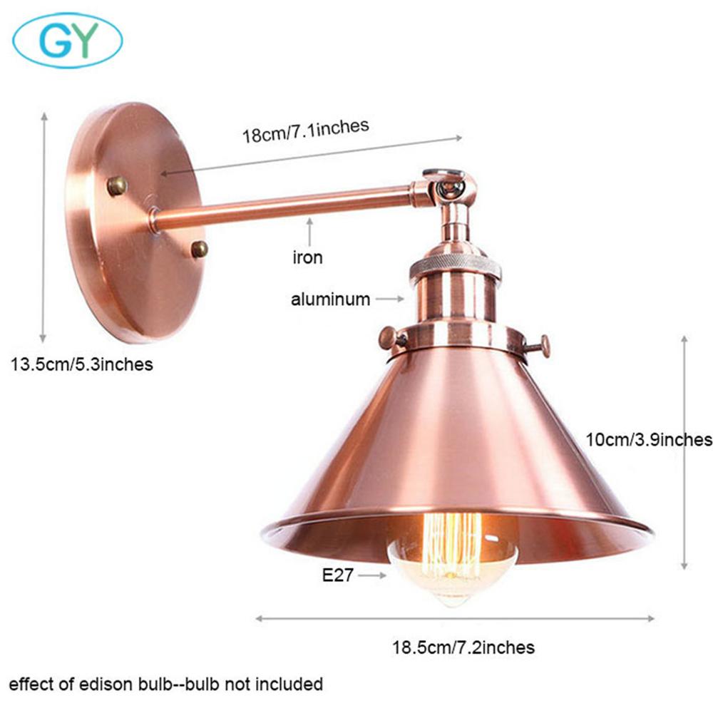 

Антикварный регулируемый настенный светильник на 1 лампу, промышленный минималистский настенный светильник, светильник с конической крышкой, металлический абажур