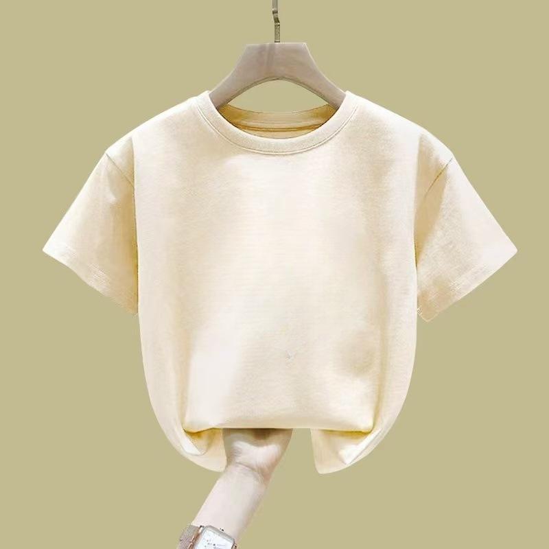 Summer Kindergarten Pure Cotton Short Sleeve T Shirt Kids Sports Day Class Uniform Printed Top
