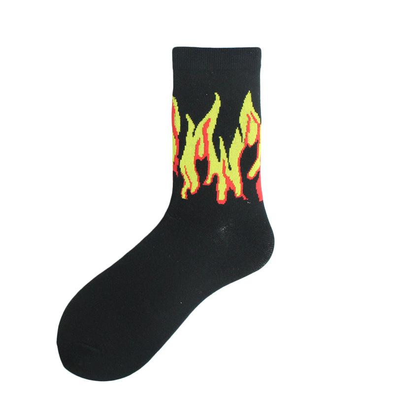 

1 пара женских модных хип-хоп носков Color On Fire Crew Socks Red Flame Blaze Power Torch Hot Warmth Street Skateboard Socks