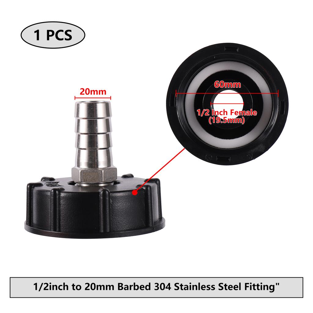 S60 Coarse Thread IBC Tank Adapter 6/8/10/12/14/16/18/20/25mm 304 Stainless Steel Fittings IBC Portable Adapter IBC Tank Adapter