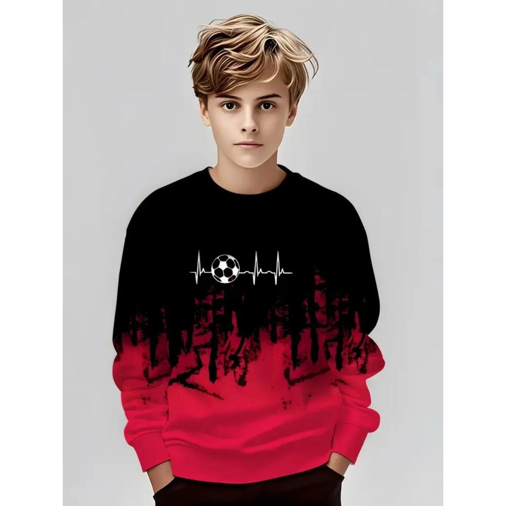 Lente en Herfst Ronde Hals Gestreept Kleurblokkerend 3D Geprint Top Modieus Casual Klassiek Lange Mouw Kinder Jongens T-shirts