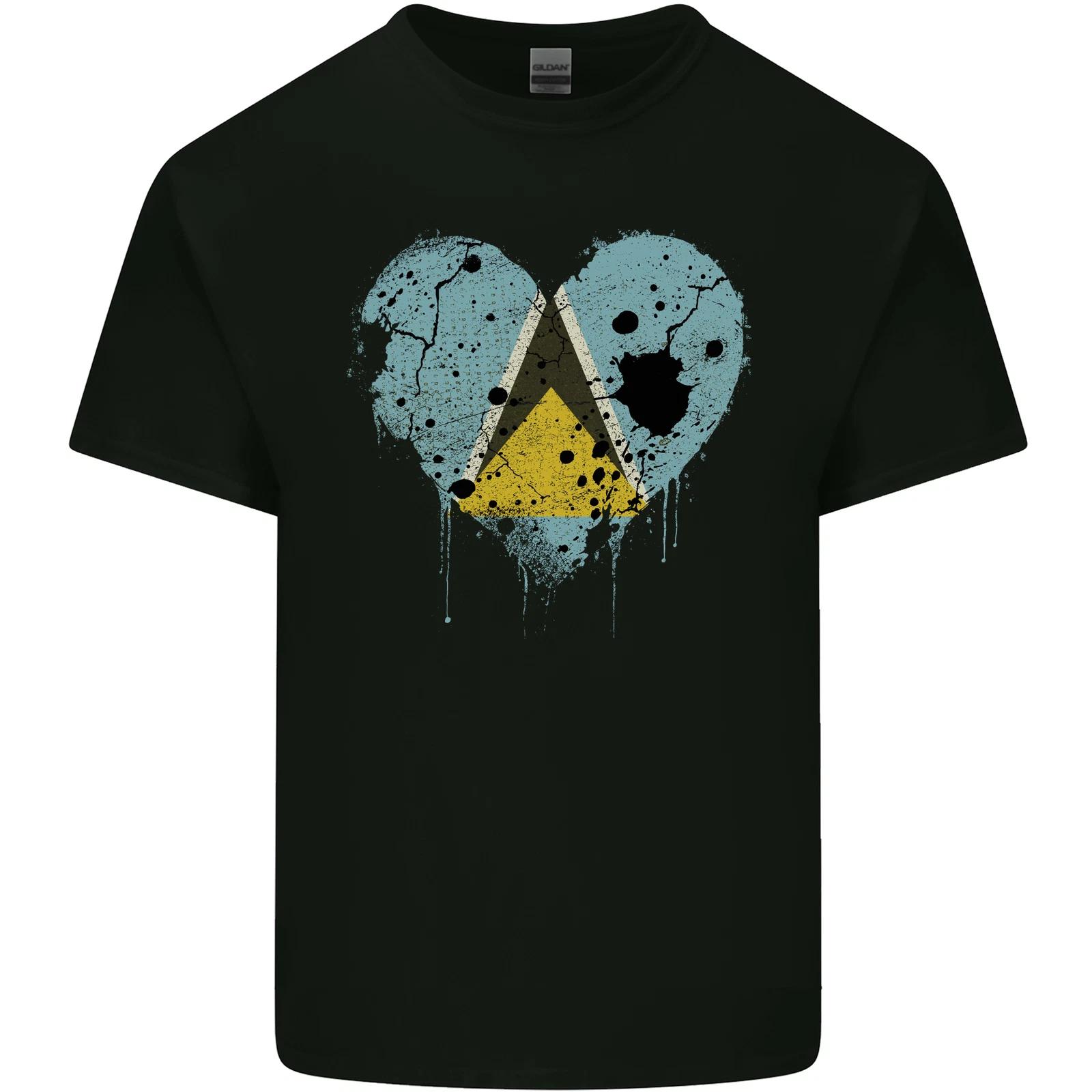 Love Saint Lucia Flag Lucian Day Football Kids T-Shirt Childrens S