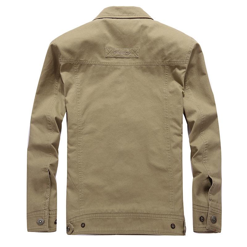 Men's Spring and Autumn Wide Business Casual Lapel Jacket Pure Cotton Simple Men's Lapel Multi-Pocket Jacket Men's