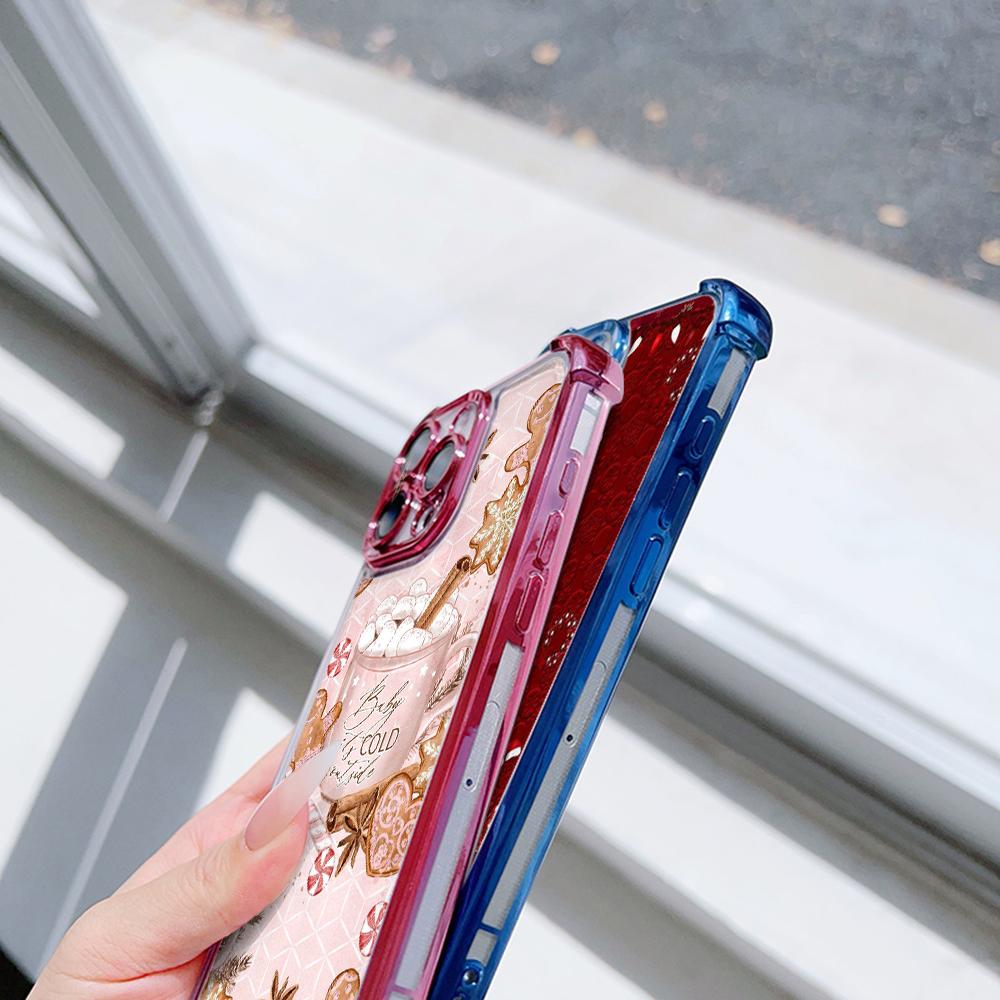 Ae114 Merry Christmas Christmas tree art Electroplated TPU Phone Cases for Samsung A54 A12 A14 S22 S23 S24 Ultra A55 A15 Four Corner Protection Cover