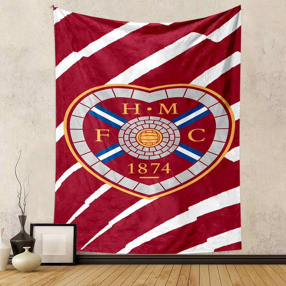 Heart-Shaped Crest with H.M.F.C. Logo Patterned Tapestry Decorative Wall Hanging, Home Bedroom Living Room Decor