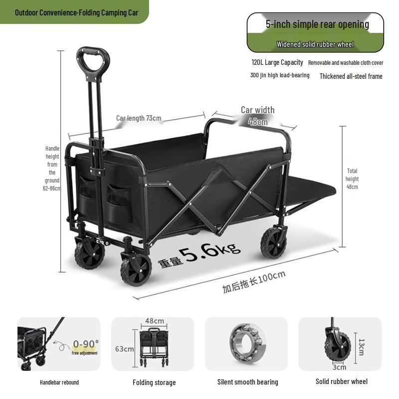 Tragbarer faltbarer Campingwagen: Leichter Handwagen für Picknick, Einkaufen & Haushalt