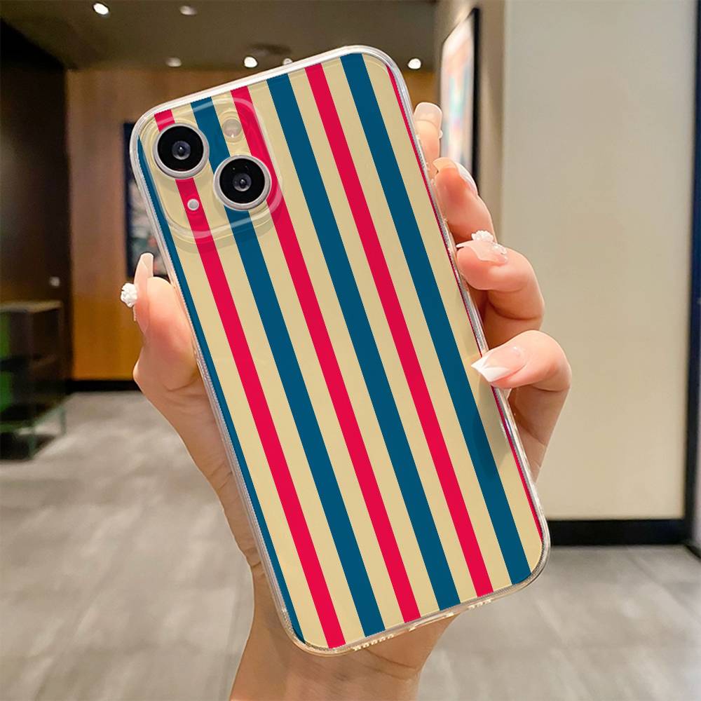 Colorful Striped Phone Case For iPhone 17 16e 16 15 14 13 12 11mini Pro Max X XR XSMAX 8 7 Air Plus Soft Cover