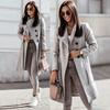 TIFICY Women's Fashion Casual Solid Color Print Fall Winter Long Sleeve POLO Neck Jackets & Coats