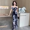 Oil Painting Mesh Cami Bodycon Skirt: Sexy Summer Vacation Dress
