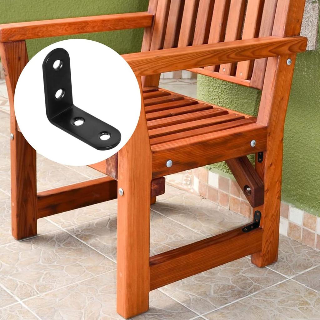 20Pcs Black L Bracket 1.5 Inch, 40mm Stainless Steel Right Angle Corner Brace with Screws for Wood Furniture Shelves