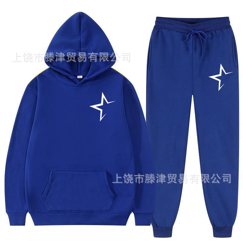 

Women s Novel Star Printed Hooded Sweatshirt Set Loose Niche Pullover Fashionable Top Pants 2XL