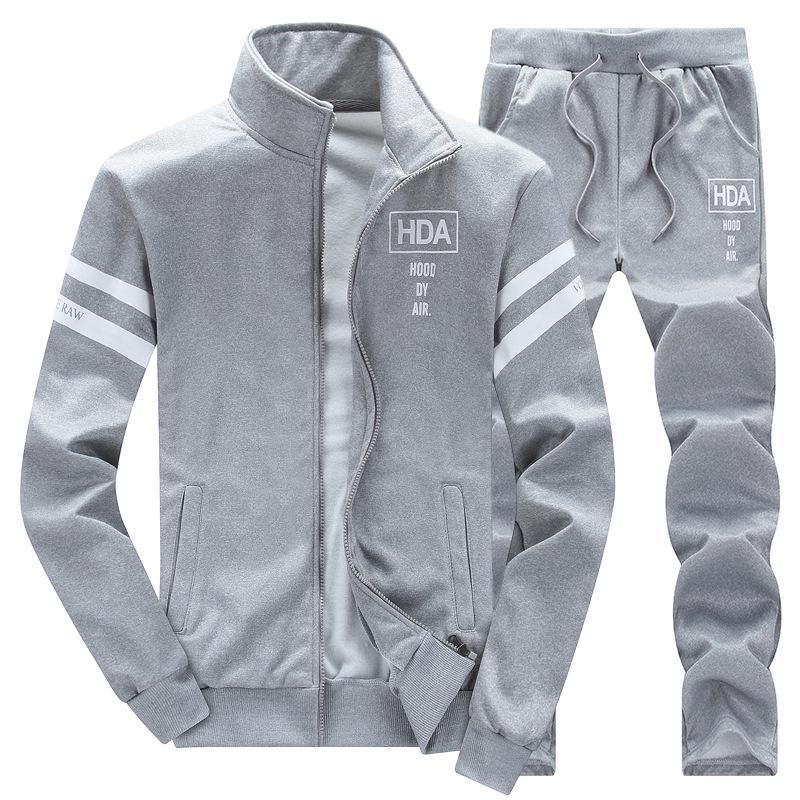 Men's Fleece-Lined Casual Hoodie & Pants Two-Piece Set