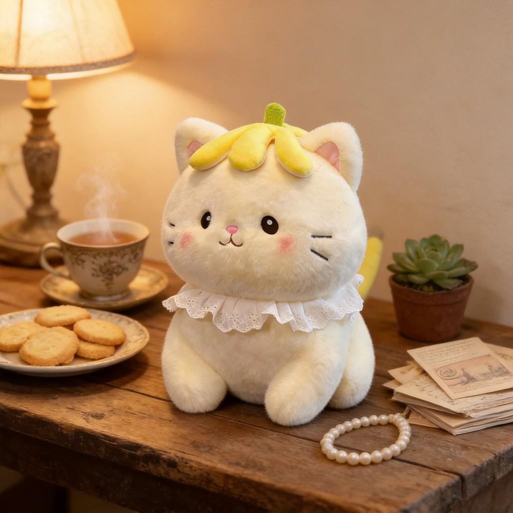 Plush Banana Cat Toy Soft Stuffed Animal For Kids And Kids Room Decor
