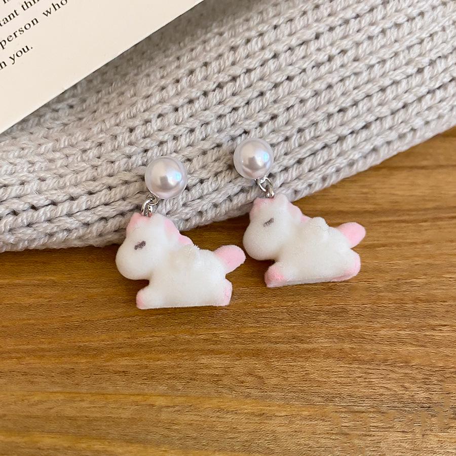 Серьги-подвески с искусственным жемчугом и щенками  Серебряная игла  Осень-Зима - Милый мультяшный дизайн, Креативные и высококачественные.