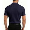 Men's Stretchy Breathable Knitted Polo Shirt with V Neck Ribbed Texture Short Sleeve Classic Fit for Casual and Business Wear