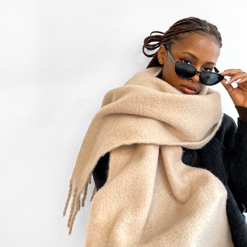 New mohair scarf vacuum packaging women's solid color scarf warm shawl