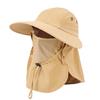 Unisex Sun Hat with Face Front Cover Face Neck Protection Hollow Mesh Windproof Fixed Strap Anti-UV Foldable Sunscreen Outdoor Cap