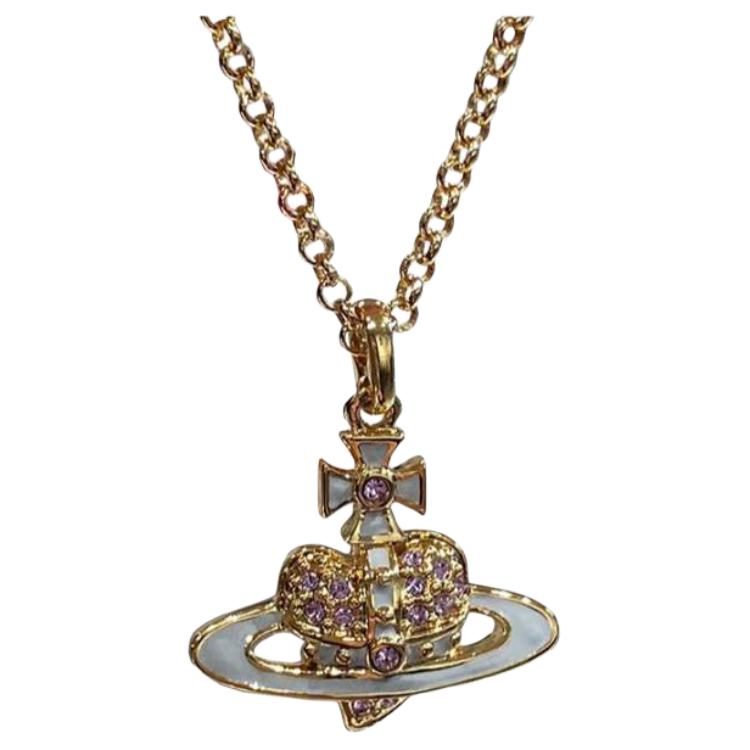 

Vivienne Westwood Reverse Heart Metal Saturn Design Necklace Unisex necklace Gold Blue 6302039O02R880CN Basic Packaging-Dust Bag+Box