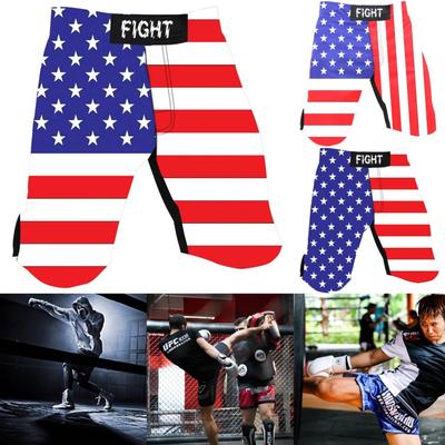 Americká vlajka MMA Pánské šortky Muay Thai Kalhoty Kickbox Lebka Kostra Bojové fitness Posilovna trénink prodyšné
