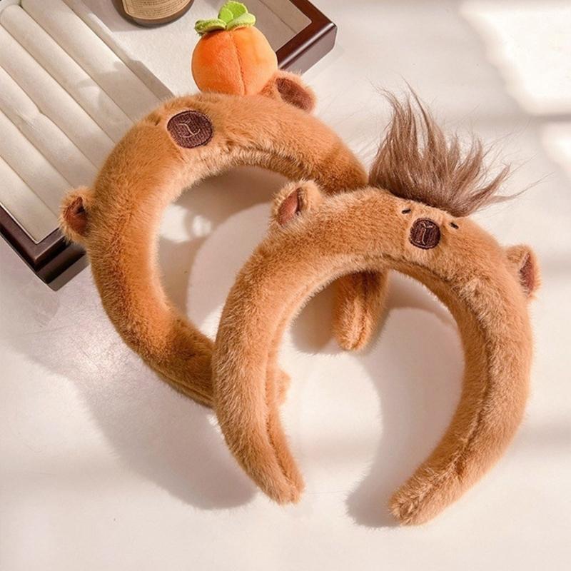 Cute Capybaras Shape Hair Hoop Women Cartoon Headbands Plush Makeup Hairband